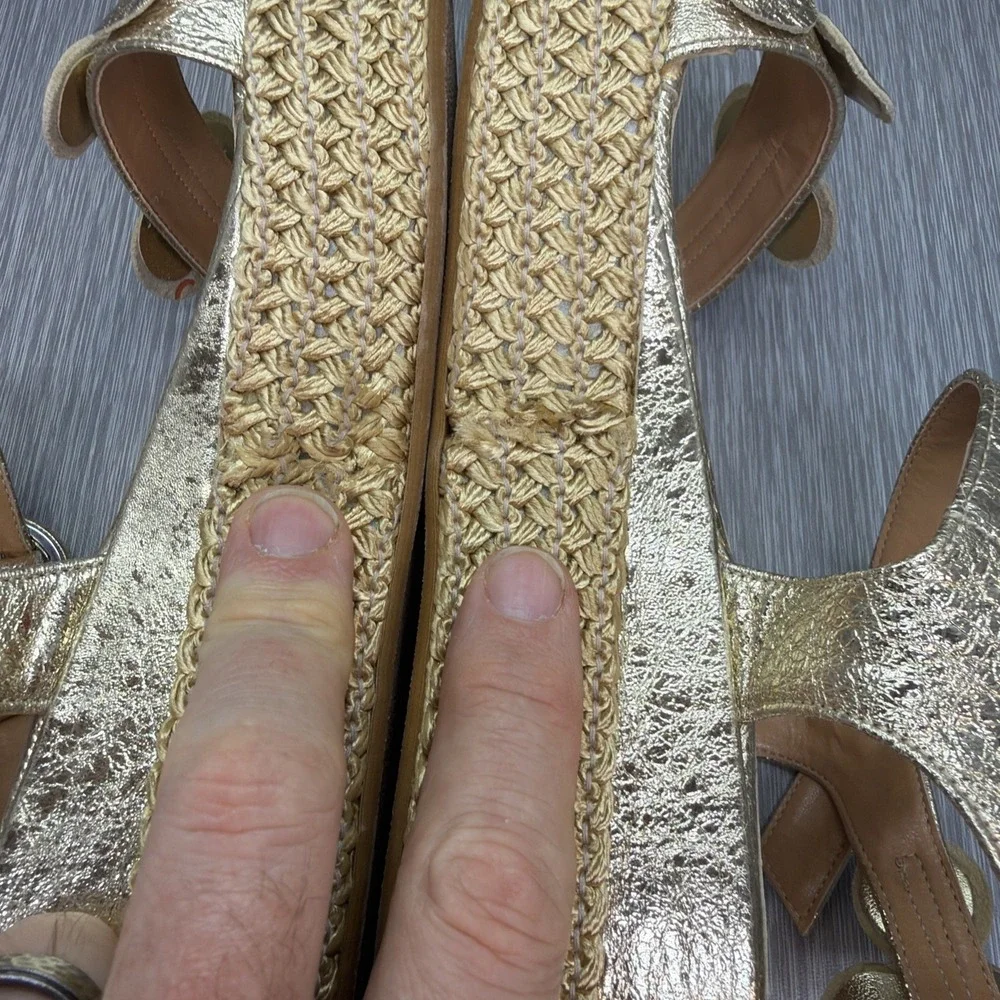 Paolo Mattei Gold Espadrille Platform‎ Sandals Italy EU 39 US 8 Resort Wedding